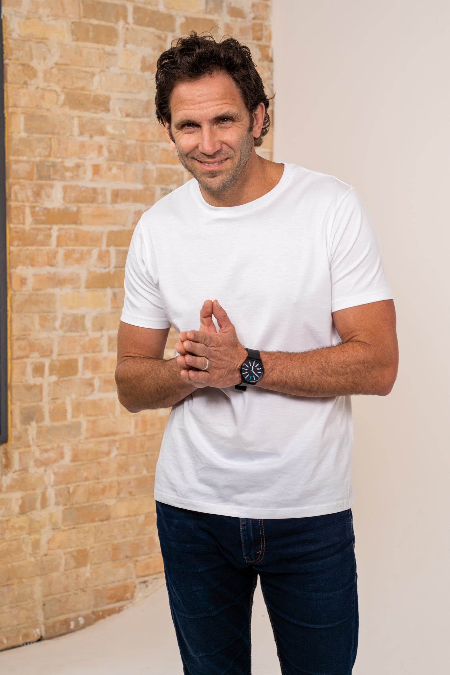 Men Pima Crew Neck White Tee
