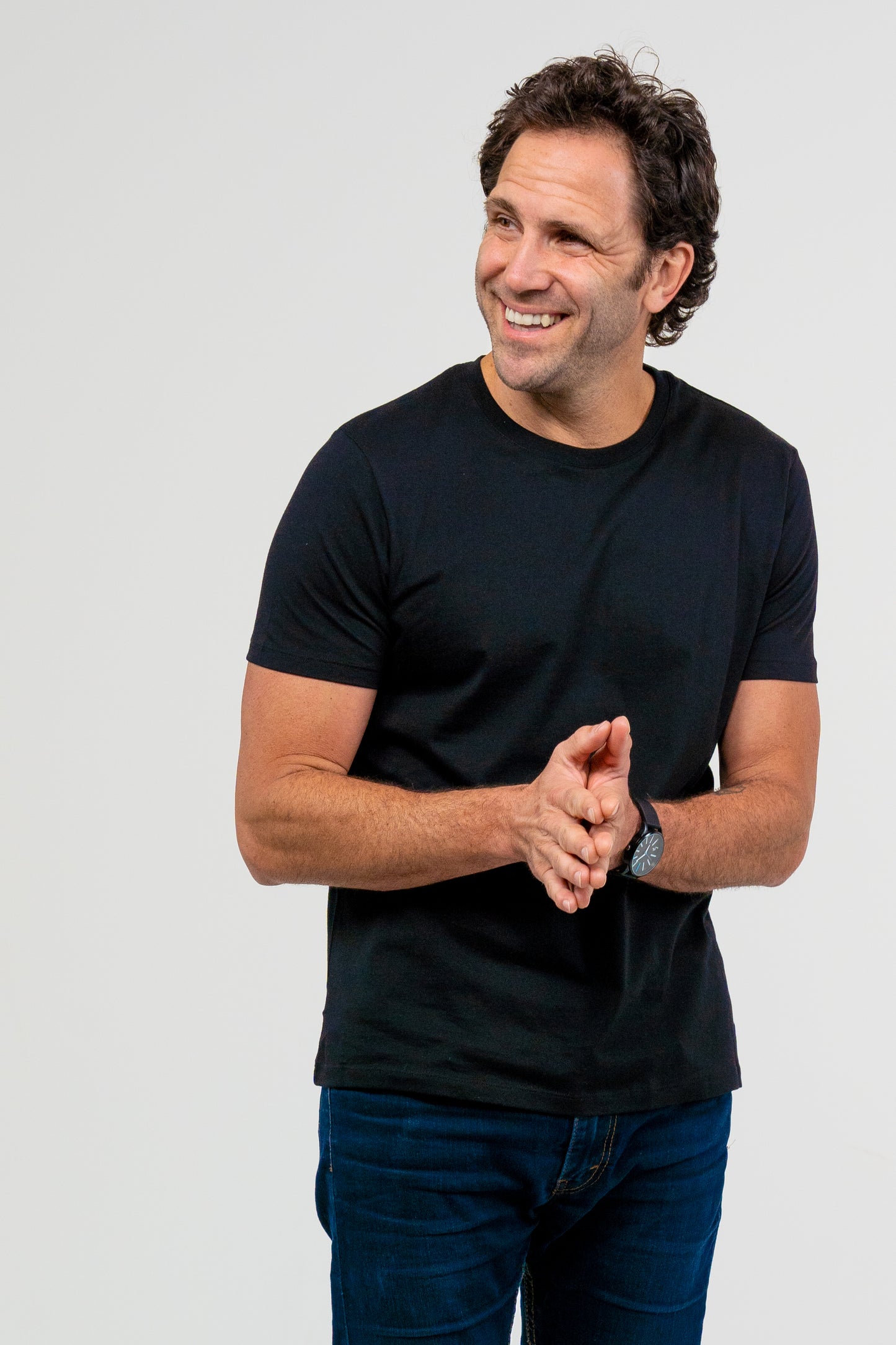 Men Pima Crew Neck Black Tee