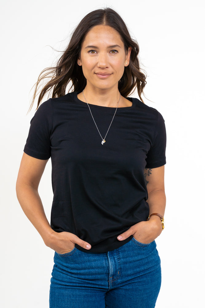 
                  
                    Women Pima Crew Neck Black Tee
                  
                