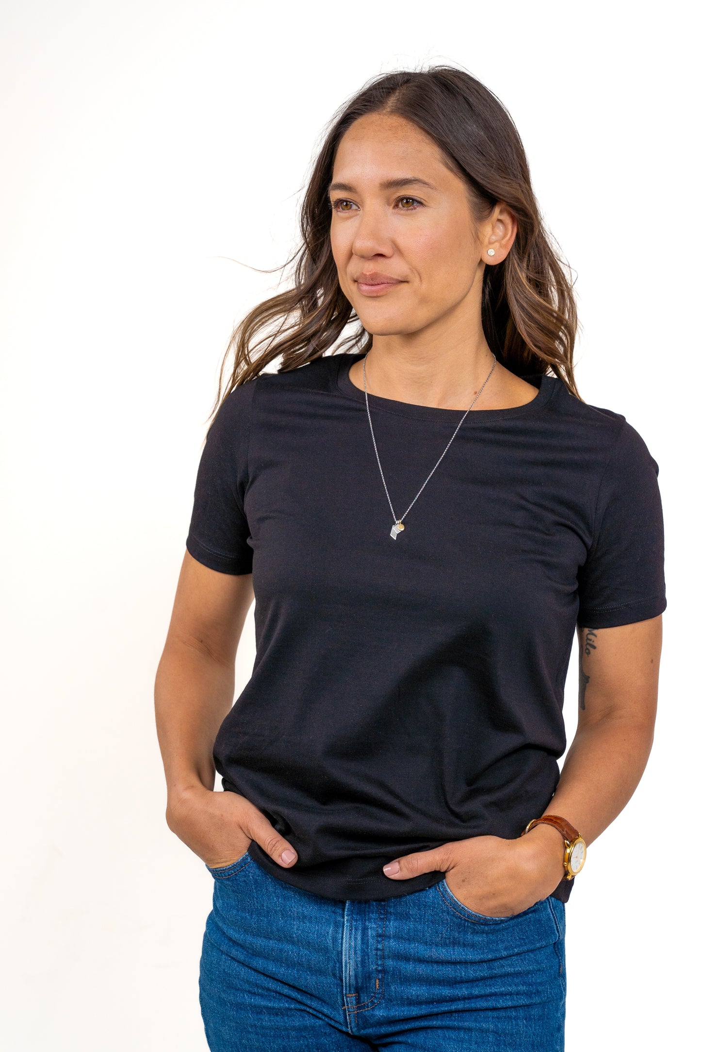 
                  
                    Women Pima Crew Neck Black Tee
                  
                