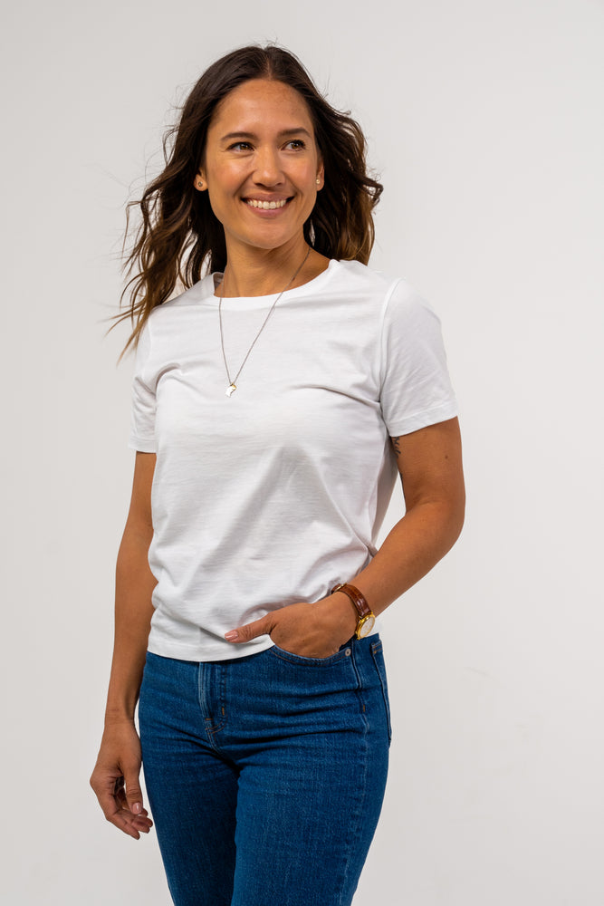 
                  
                    Women Pima Crew Neck White Tee
                  
                